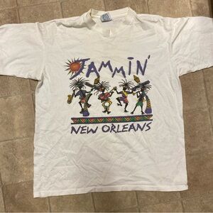 Jammin New Orleans VTG T-Shirt L Measurement USA Single Stitch White